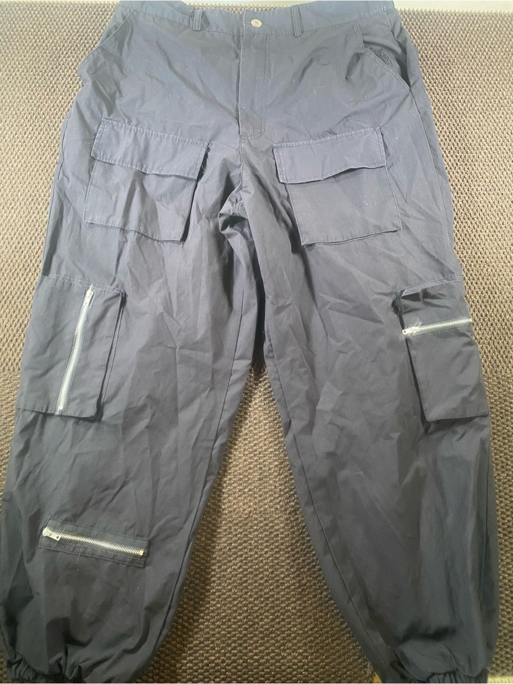 Women's Navy Cargo Jogger Pants with Zip Pockets